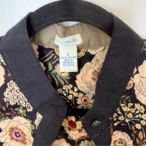 Odille Anthropologie Floral Cotton Blouse Size 2 - Picture 3 of 4